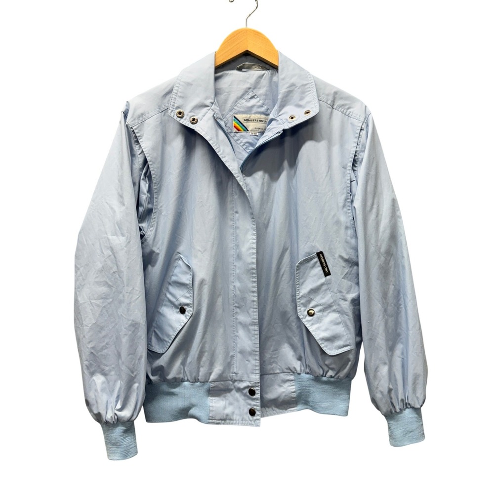 Vintage Members Only Jacket Womens 9/10 Iconic Light Blue Retro Bomber 80's